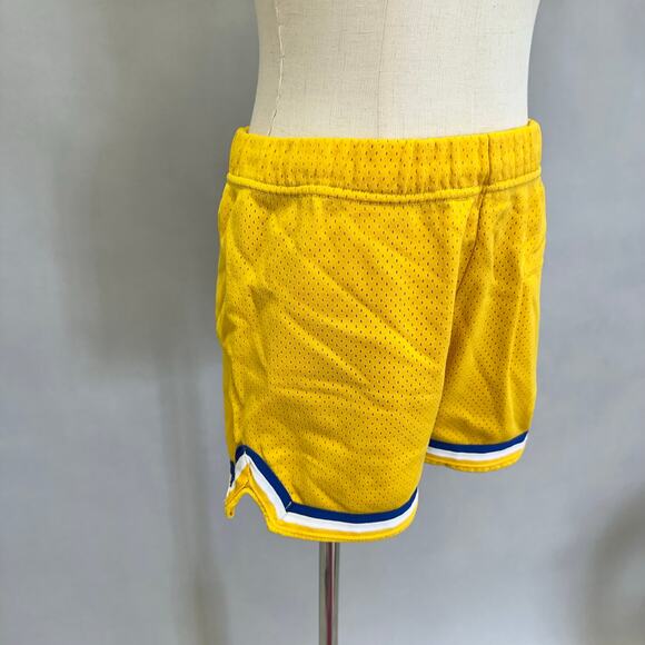 Vintage 70s varsity style mesh basketball gym shorts yellow nylon Size Medium - Picture 8 of 16